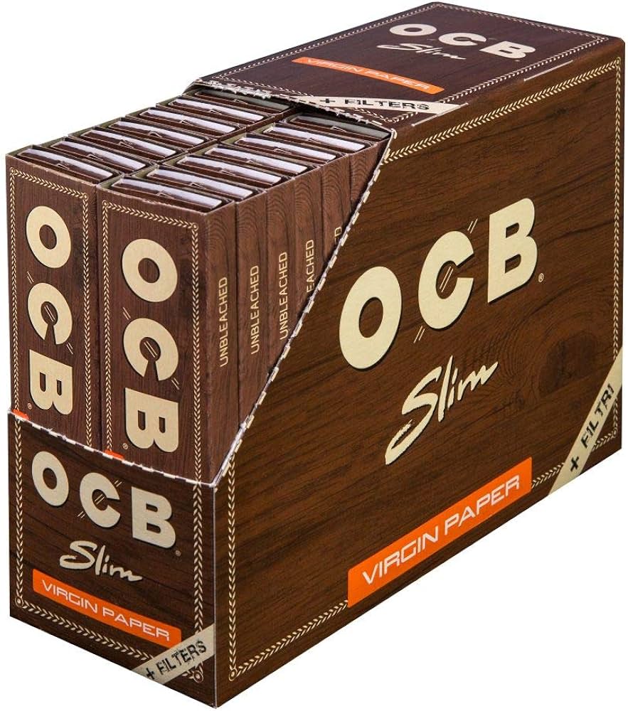 OCB Virgin Unbleached King Size Slim with Tips (Pack of 32)