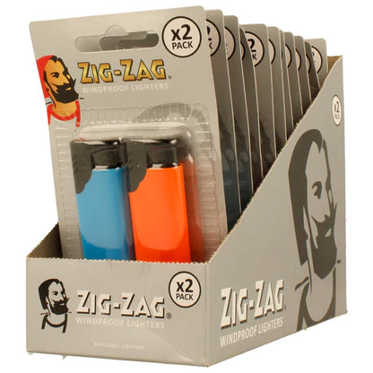 Zig-Zag Windproof Refillable Lighter 2 Pack Assorted (Pack of 12)