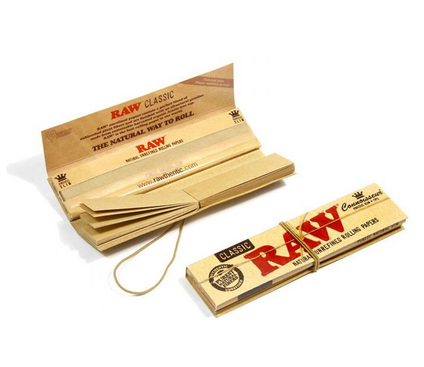 RAW Classic Connoisseur King Size Slim Rolling Papers with Tips (Pack of 24)